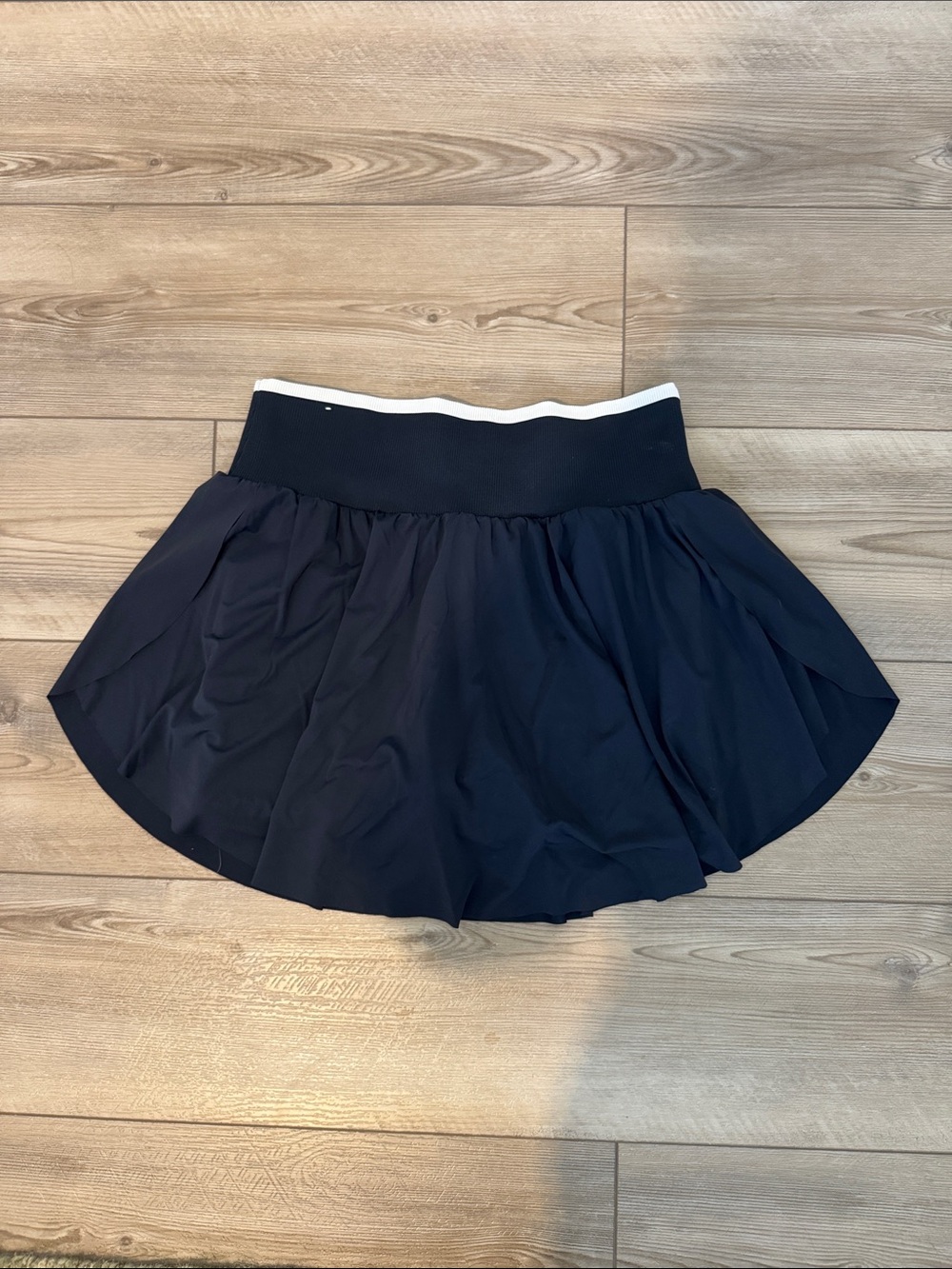 all in motion Navy Skater Skirt with White-Trim Waistband